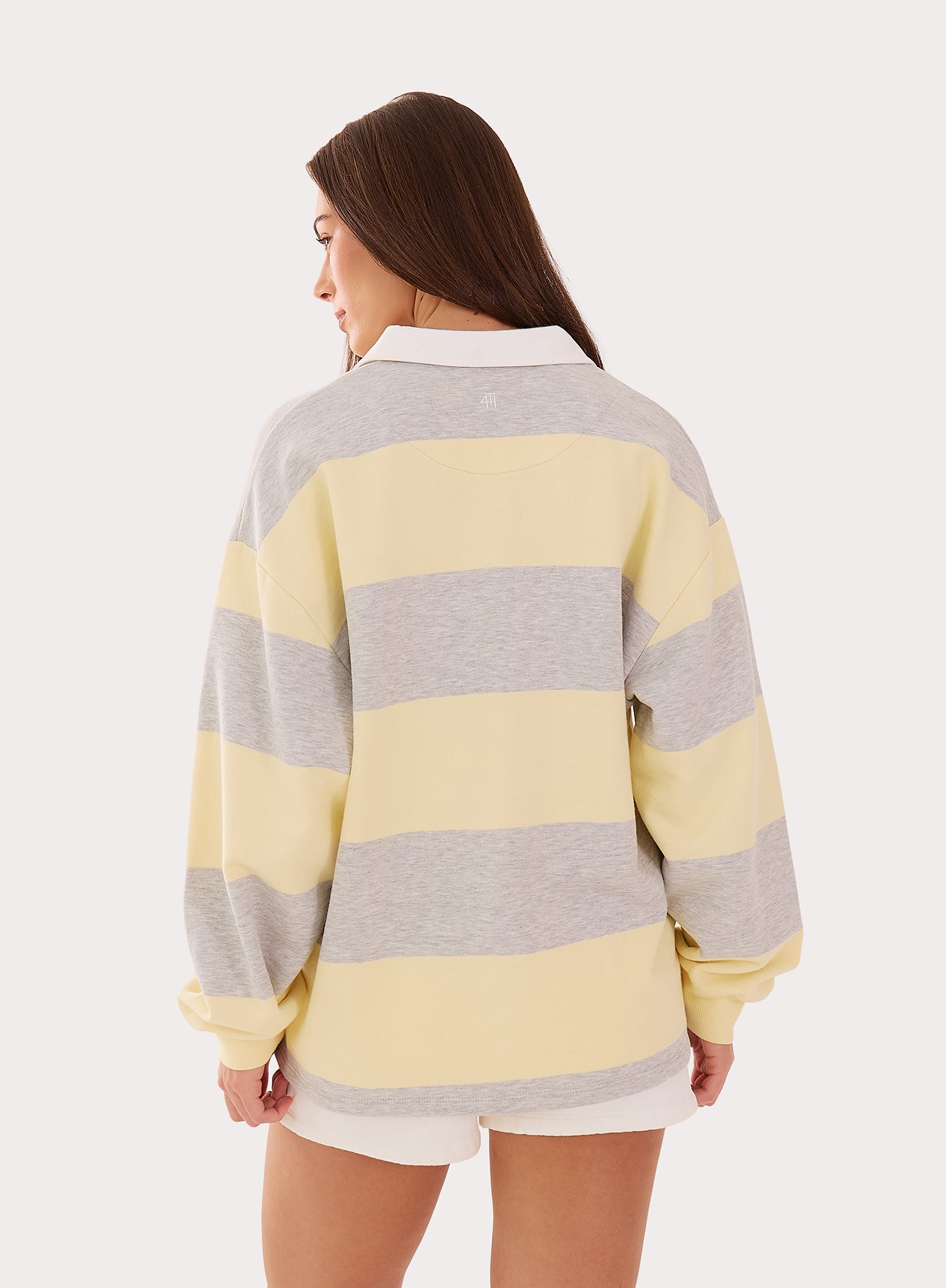 Yellow And Grey Stripe Fourth Branded Rugby Top